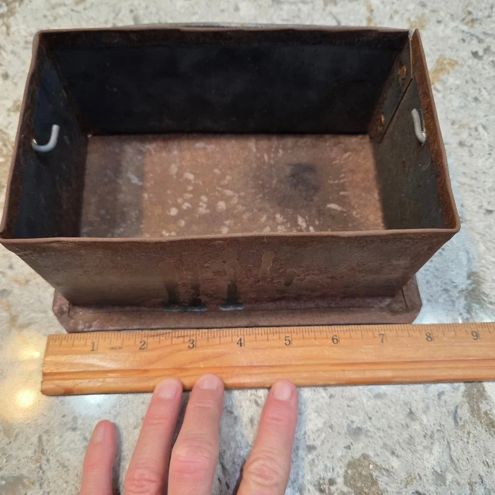 Vintage Industrial Metal Ingot Mold Rusty Steel Storage Bin Primitive Decor 8x5